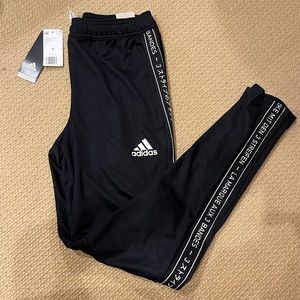 Adidas Mens tapered fit black and white athletic pants